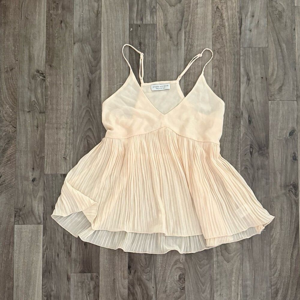 Butter yellow pastel plisse pleated chiffon babydoll tank